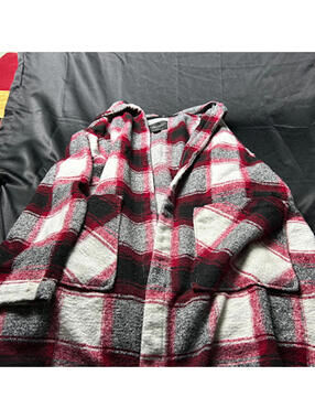 Sanctuary WOMENS Red Flannel Hooded Jacket Size XL